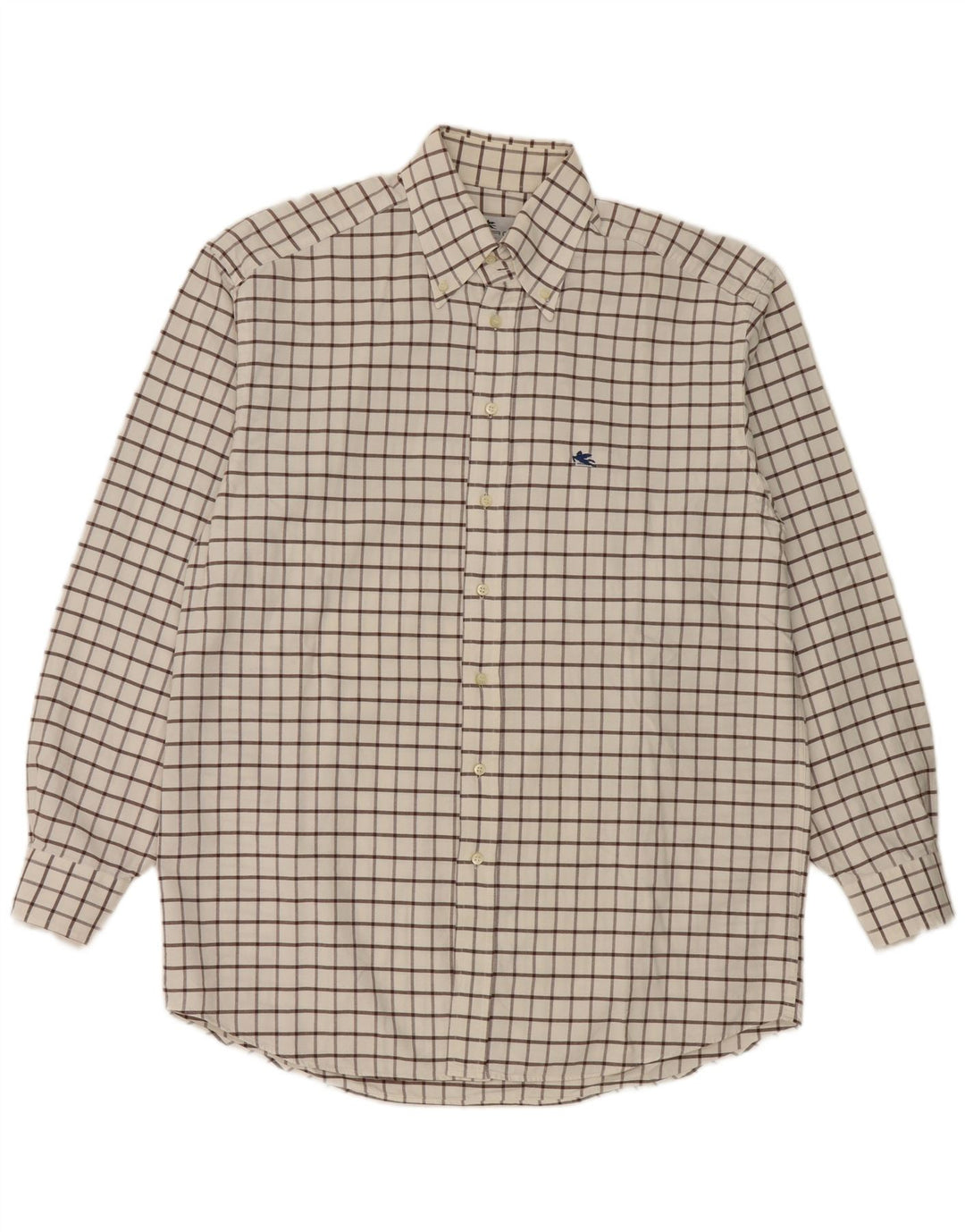 Etro Herre Milano flannelskjorte str. 42 Stor hvid ternet bomuld