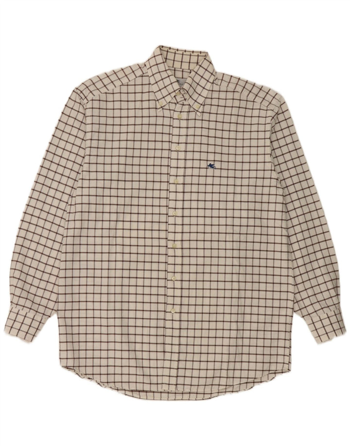 Etro Herre Milano flannelskjorte str. 42 Stor hvid ternet bomuld