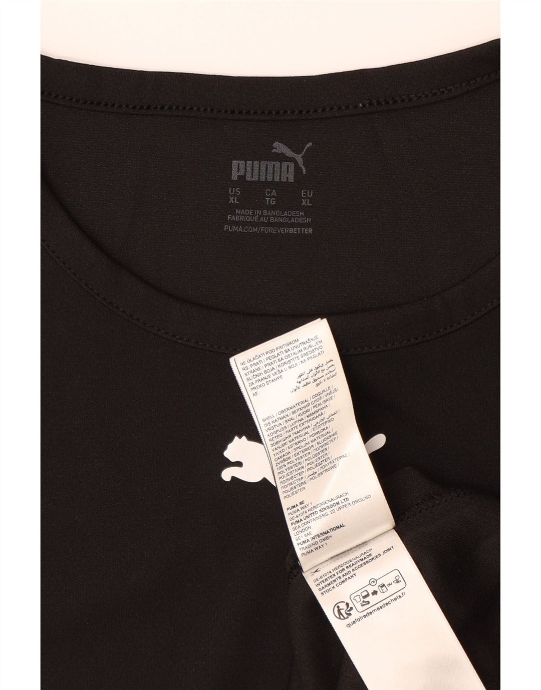 PUMA Mens T-Shirt Top XL Black Polyester Vintage Puma and Second-Hand Puma from Messina Hembry 