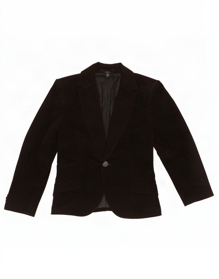 Zara Dame 1 Knap Corduroy Blazer Jacket UK 14 Stor Sort Bomuld