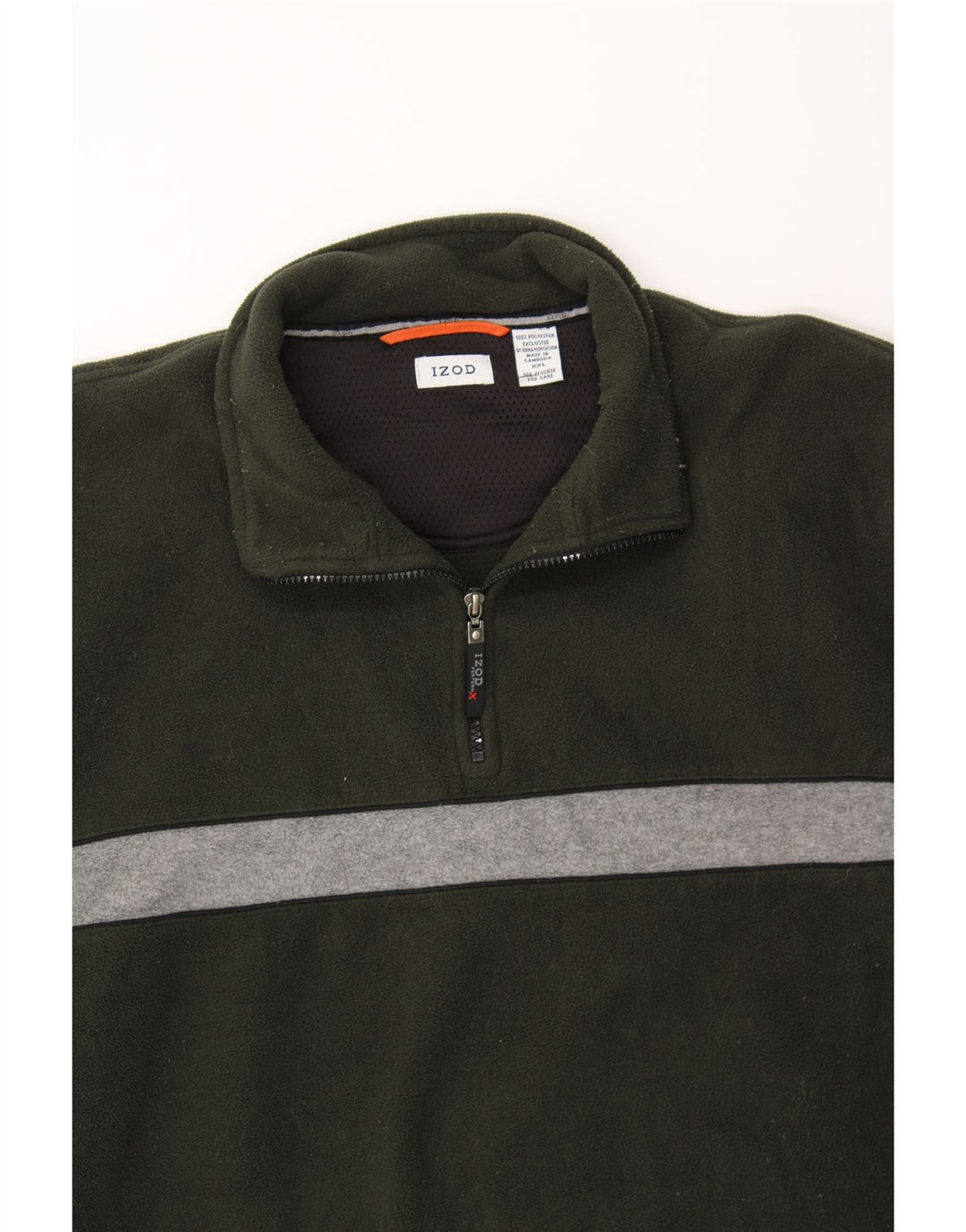IZOD Mens Zip Neck Fleece Jumper 2XL Green Colourblock Polyester Vintage Izod and Second-Hand Izod from Messina Hembry 