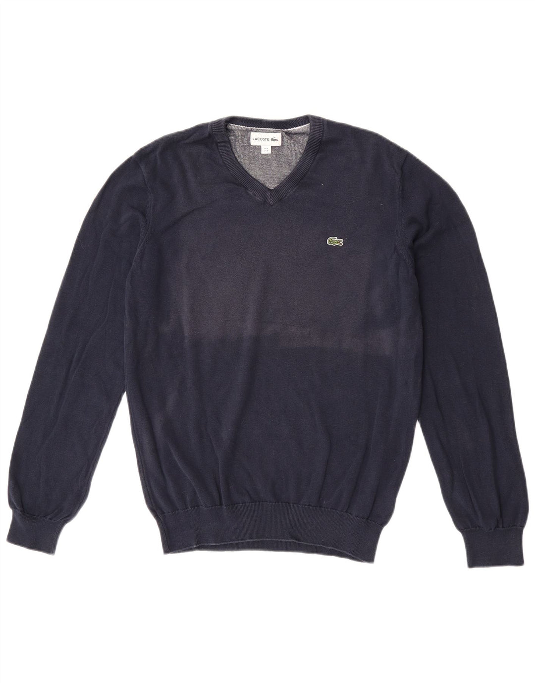 Lacoste Herre V-hals sweater str. 4 Medium marineblå bomuld