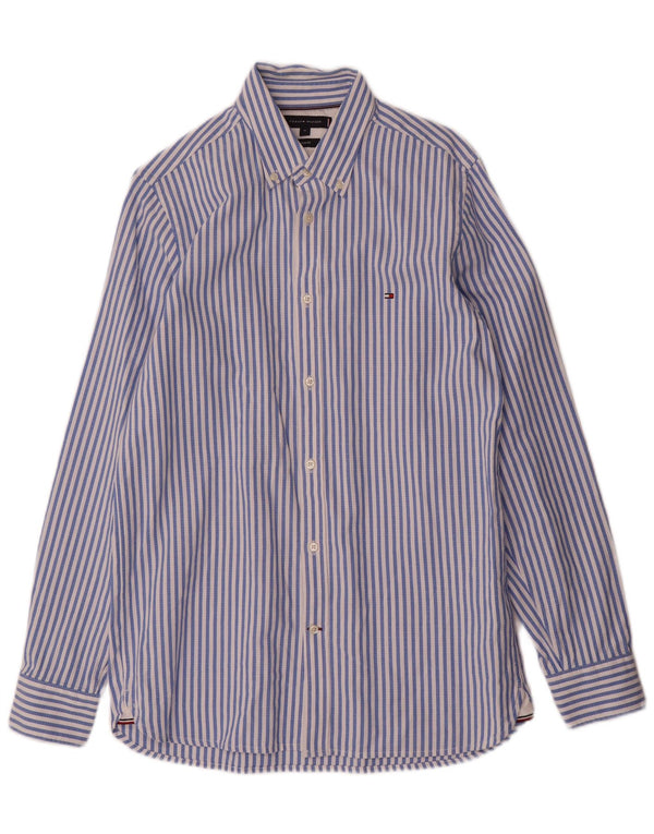 Tommy Hilfiger Mens Slim Fit Shirt Medium Blue Striped Cotton