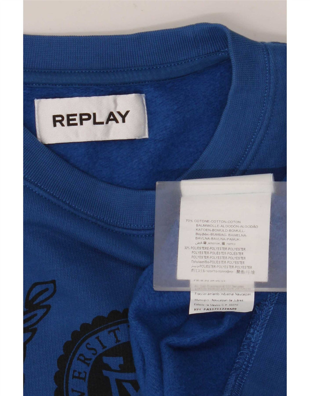 Replay Herre Grafisk Sweatshirt Jumper XL Blå Bomuld