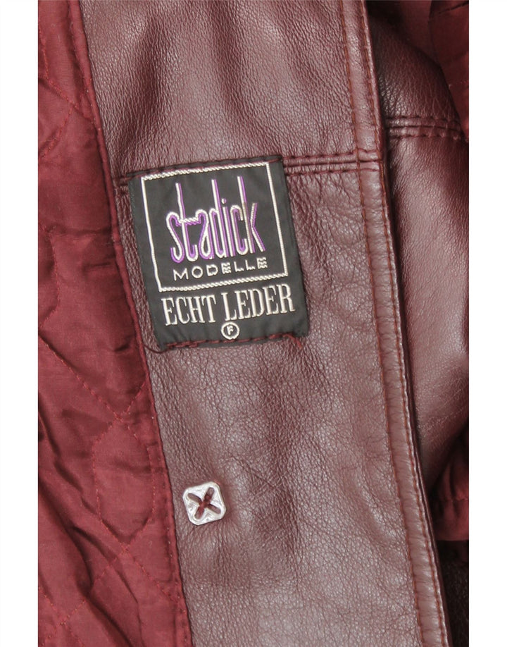Stadick Dame Duffle Leather Coat UK 10 Small Bourgogne Læder