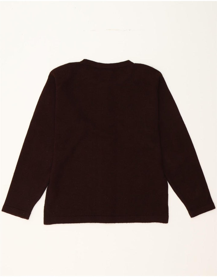 VINTAGE Womens Crew Neck Jumper Sweater UK 14 Medium Brown Acrylic Vintage Vintage and Second-Hand Vintage from Messina Hembry 