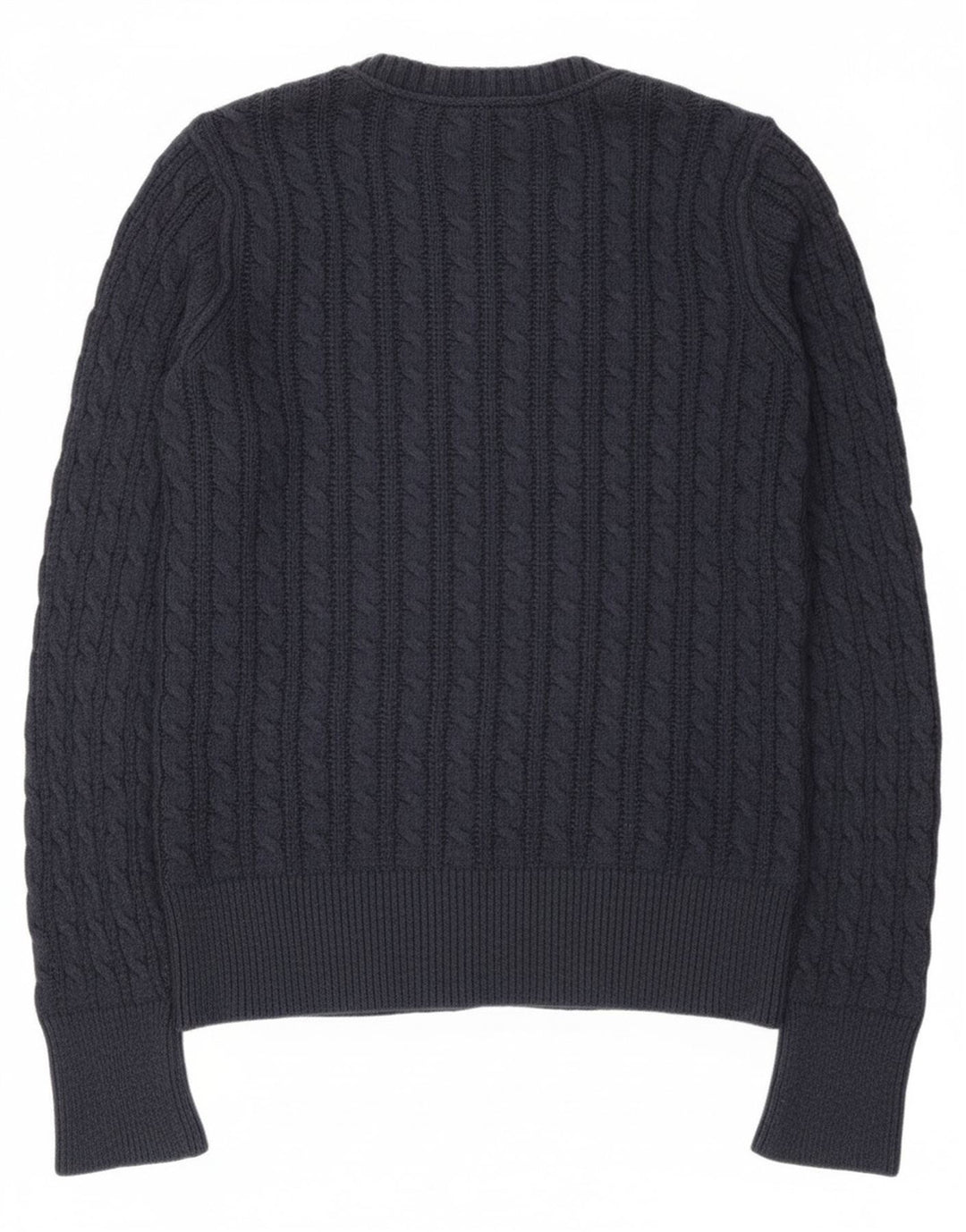 Eddie Bauer Dame Cardigan Sweater UK 12 Medium Navy Blue Bomuld