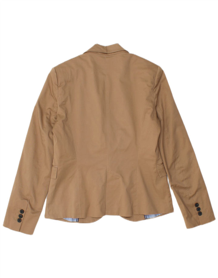 ZARA Dame 1-knaps blazerjakke UK 14 Stor brun bomuld