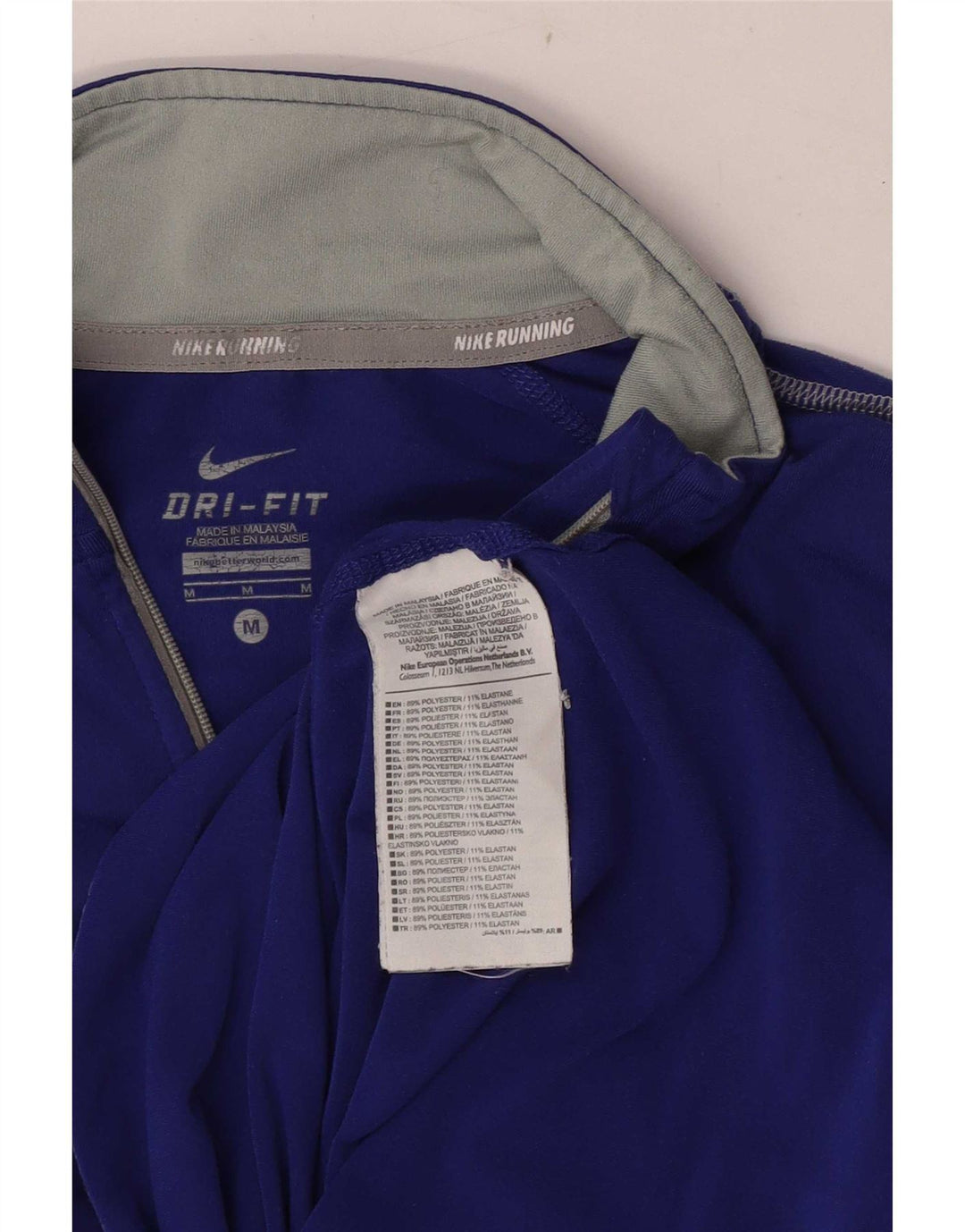 Nike Dame Dri Fit Pullover med lynlås-hals Træningsdragt Top UK 12 Medium Blue