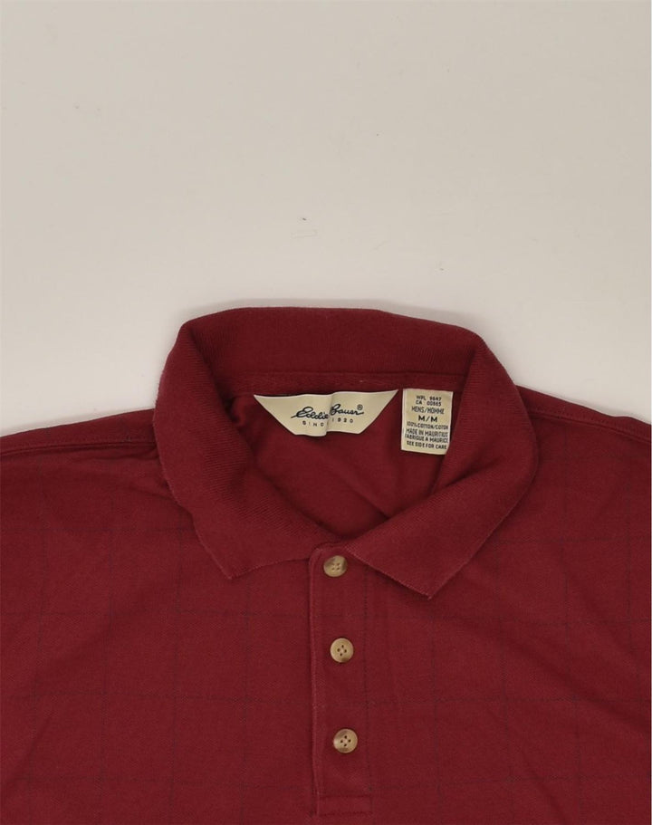 EDDIE BAUER Mens Polo Shirt Medium Burgundy Check Cotton | Vintage Eddie Bauer | Thrift | Second-Hand Eddie Bauer | Used Clothing | Messina Hembry 