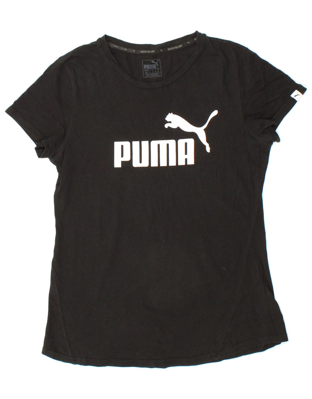 PUMA Womens Graphic T-Shirt Top UK 12 Medium Black Cotton Vintage Puma and Second-Hand Puma from Messina Hembry 