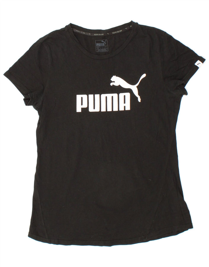 PUMA Womens Graphic T-Shirt Top UK 12 Medium Black Cotton Vintage Puma and Second-Hand Puma from Messina Hembry 