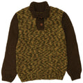 Vintage Dame Button Neck Jumper Sweater UK 14 Medium Khaki Colourblock