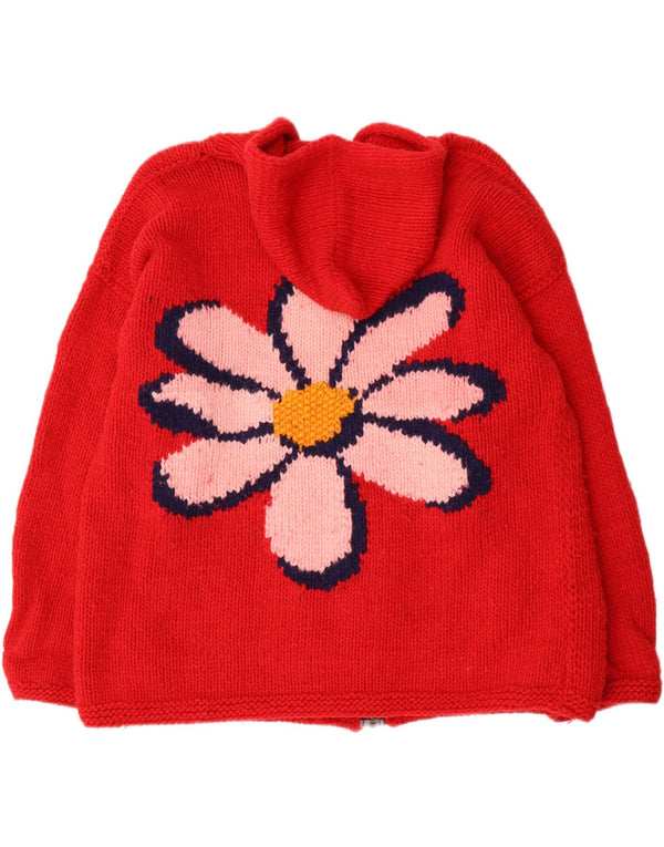Vintage Kvinder grafisk hættetrøje cardigan UK 22 3XL Rød blomster