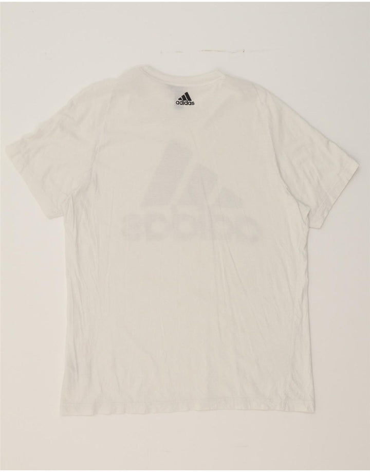 ADIDAS Mens Graphic T-Shirt Top Medium White Vintage Adidas and Second-Hand Adidas from Messina Hembry 