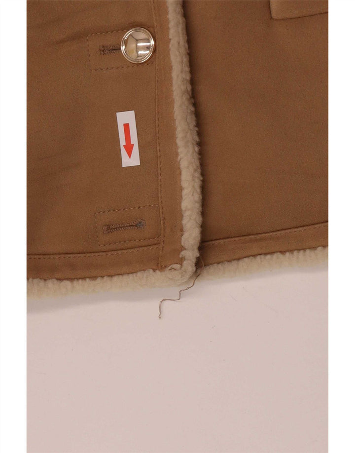 Zara Dame Oversized Sherpa Jacket UK 6 XS Brun Polyester