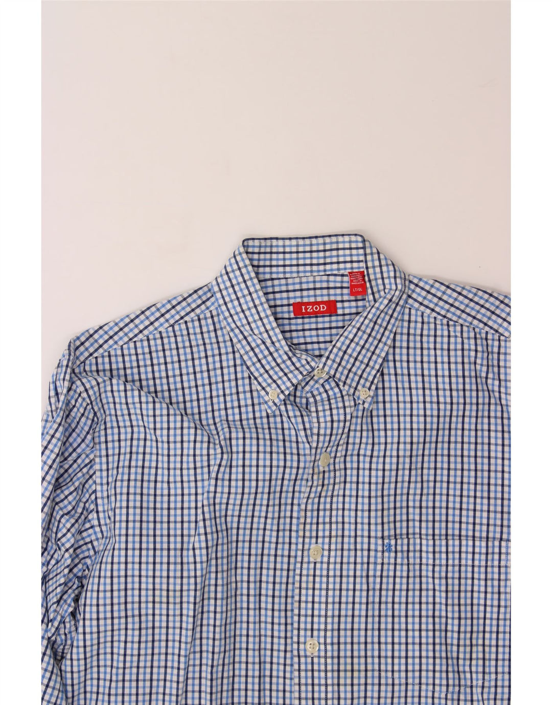 IZOD Mens Shirt Large Blue Check Cotton Vintage Izod and Second-Hand Izod from Messina Hembry 