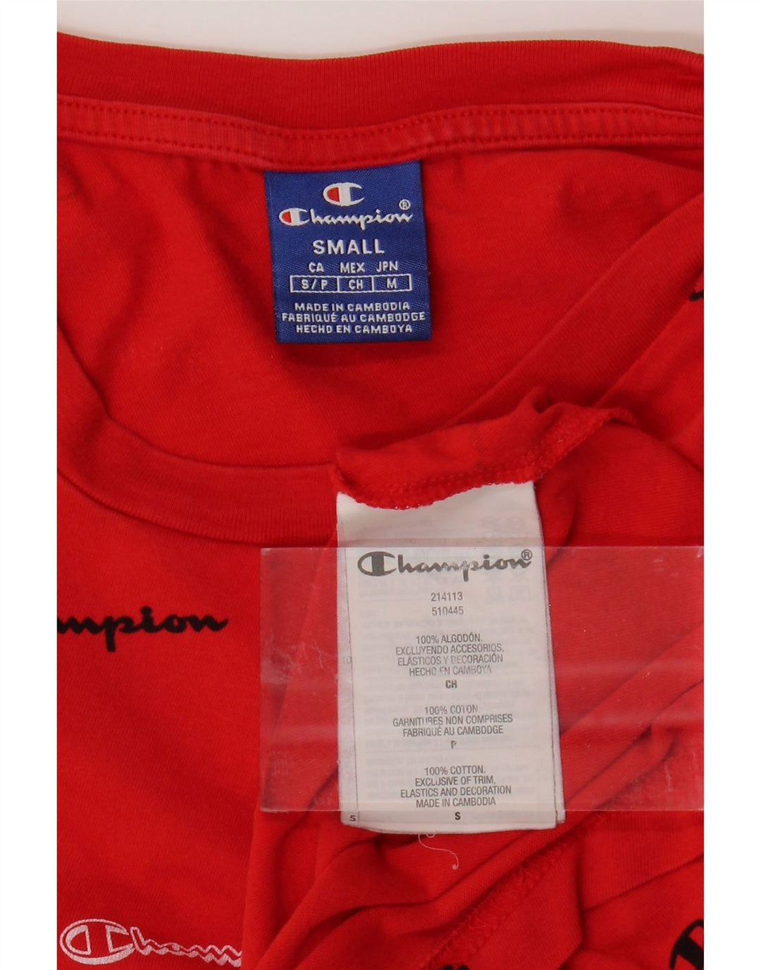 CHAMPION Mens Graphic T-Shirt Top Small Red Cotton