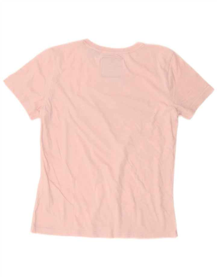 SUPERDRY Dame Grafisk T-Shirt Top UK 10 Lille Pink Bomuld