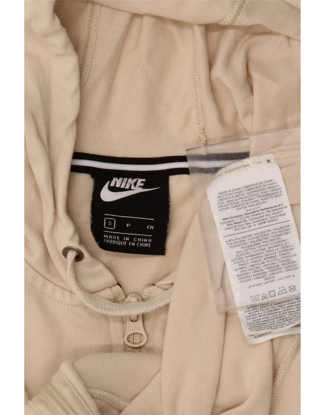 NIKE Womens Crop Oversized hættetrøje med lynlås UK 10 Lille beige polyester