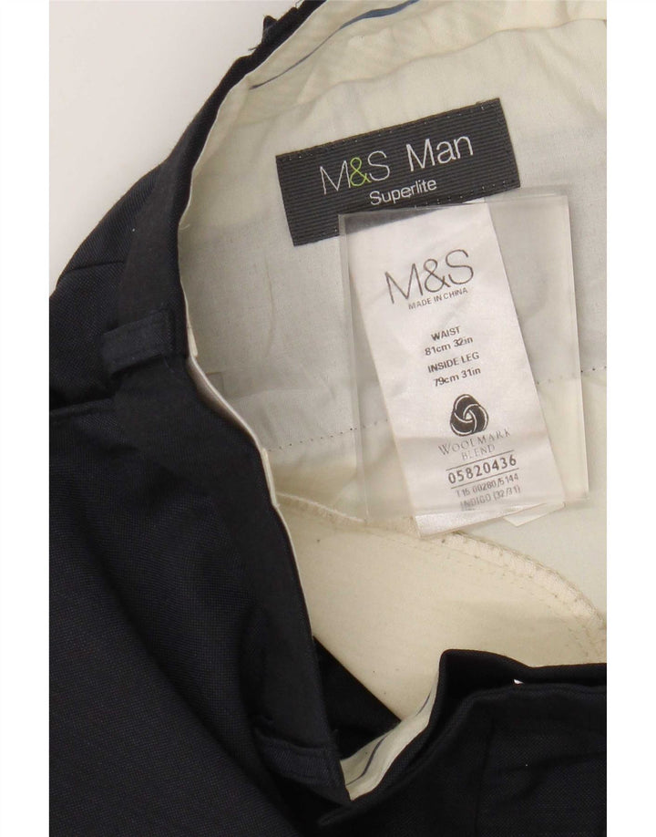 Marks & Spencer Herre lige jakkesætsbukser W32 L31 Marineblå uld