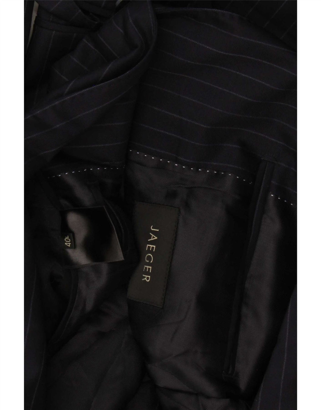 Jaeger Blazerjakke til mænd med 2 knapper UK 40 Large Navy Blue Pinstripe