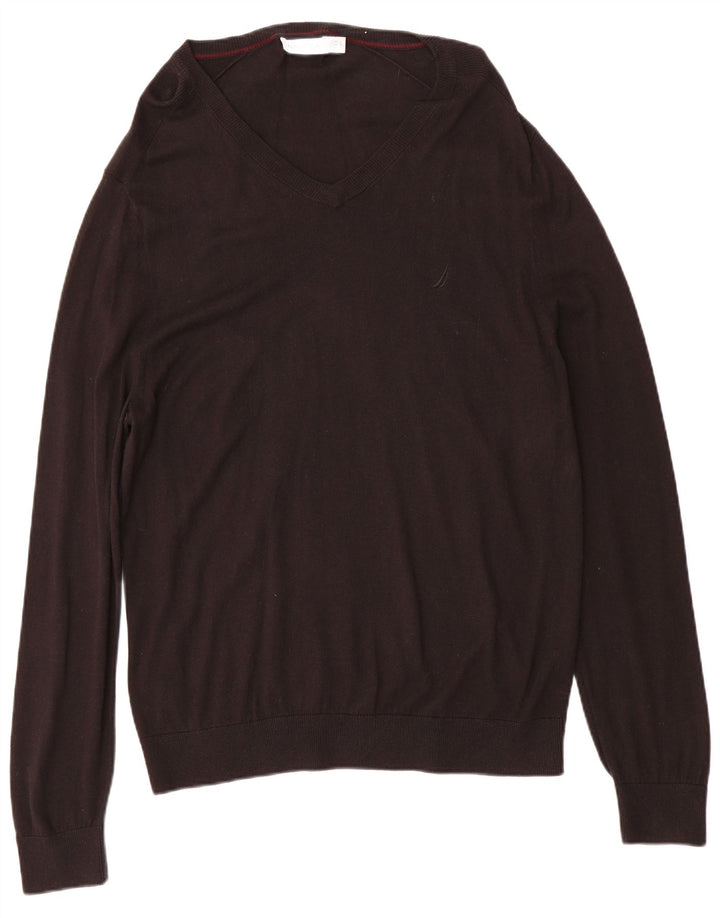 Nautica Herre V-hals sweater Stor sort bomuld