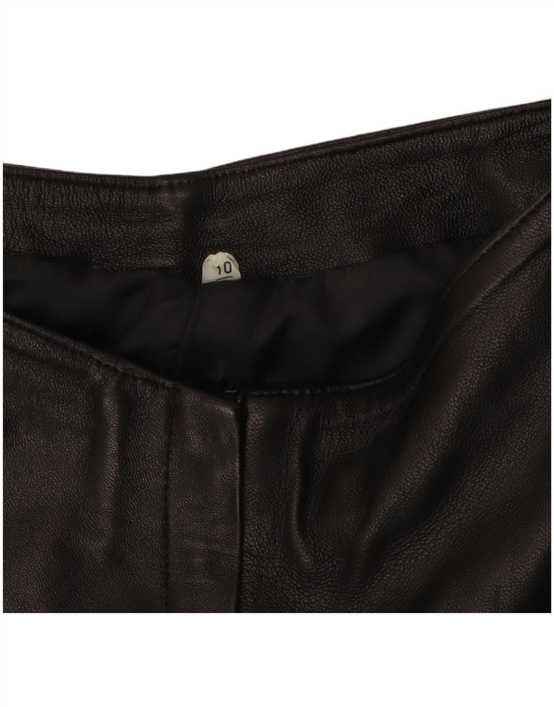 VINTAGE læderbukser til kvinder UK 10 Small W27 L31 Sort