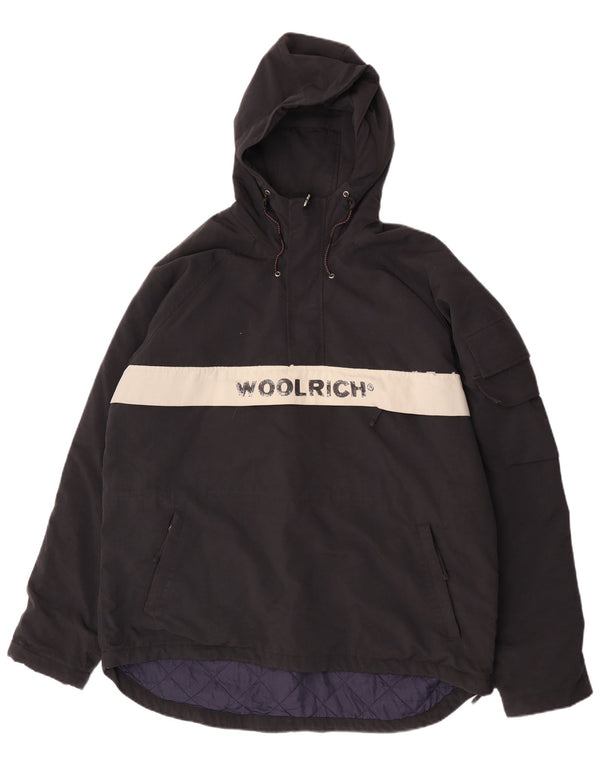 Woolrich Herre Grafisk Hættejakke Anorak UK 42 XL Sort Colourblock Nylon