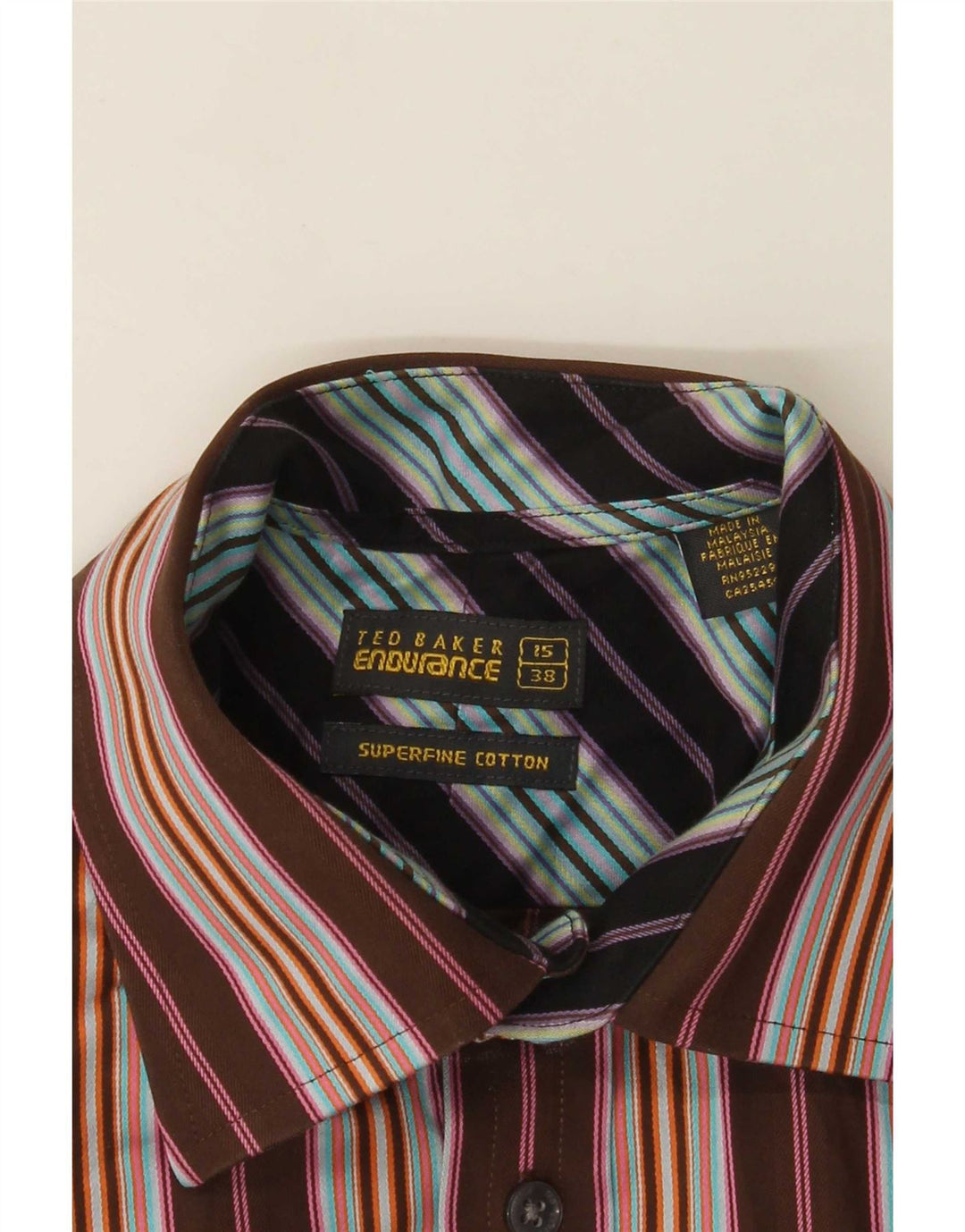 Ted Baker Herre formel skjorte str. 38 15 Mellem brun stribet bomuld