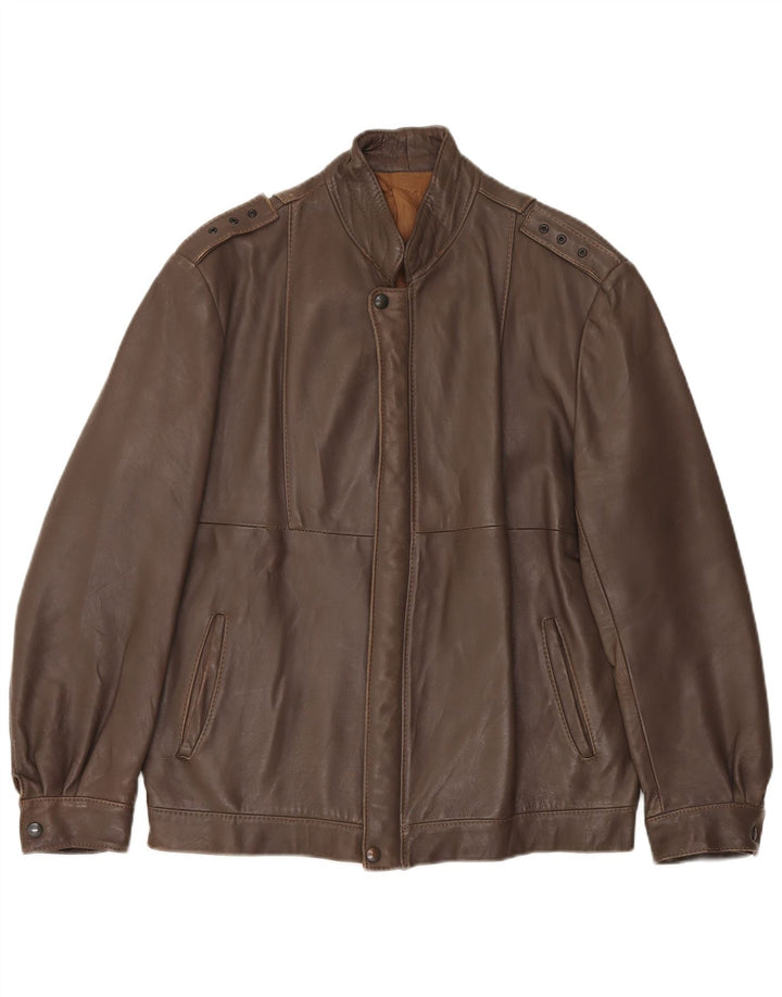 Vintage Herre Military Læderjakke IT 52 XL Brun