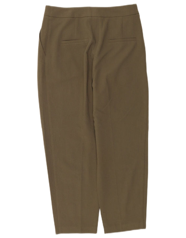 Topshop Dame Tapered Cropped Trousers UK 10 Small W28 L23 Khaki Polyester