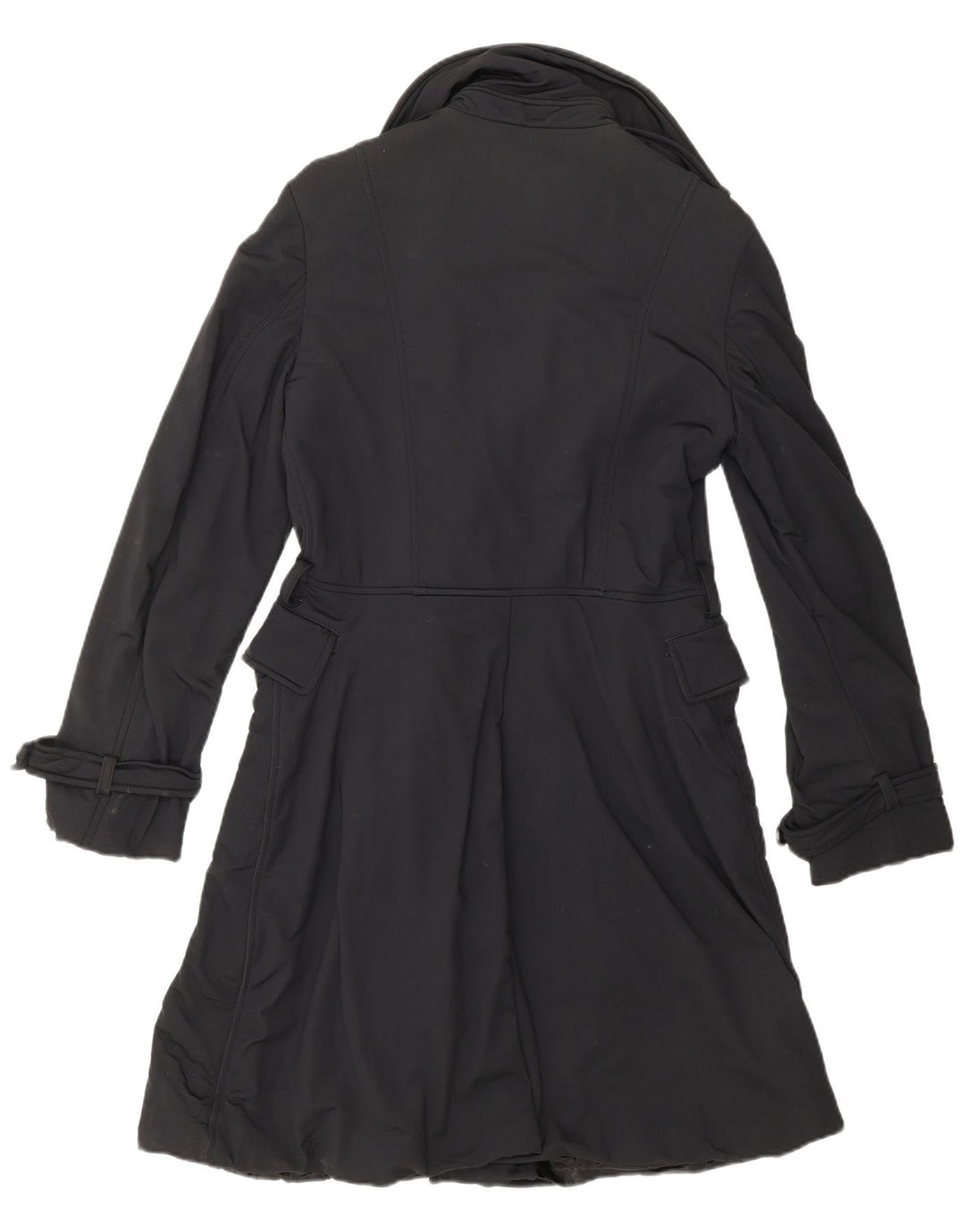 GAS Womens Double Breasted Trench Coat UK 10 Small Black Polyamide