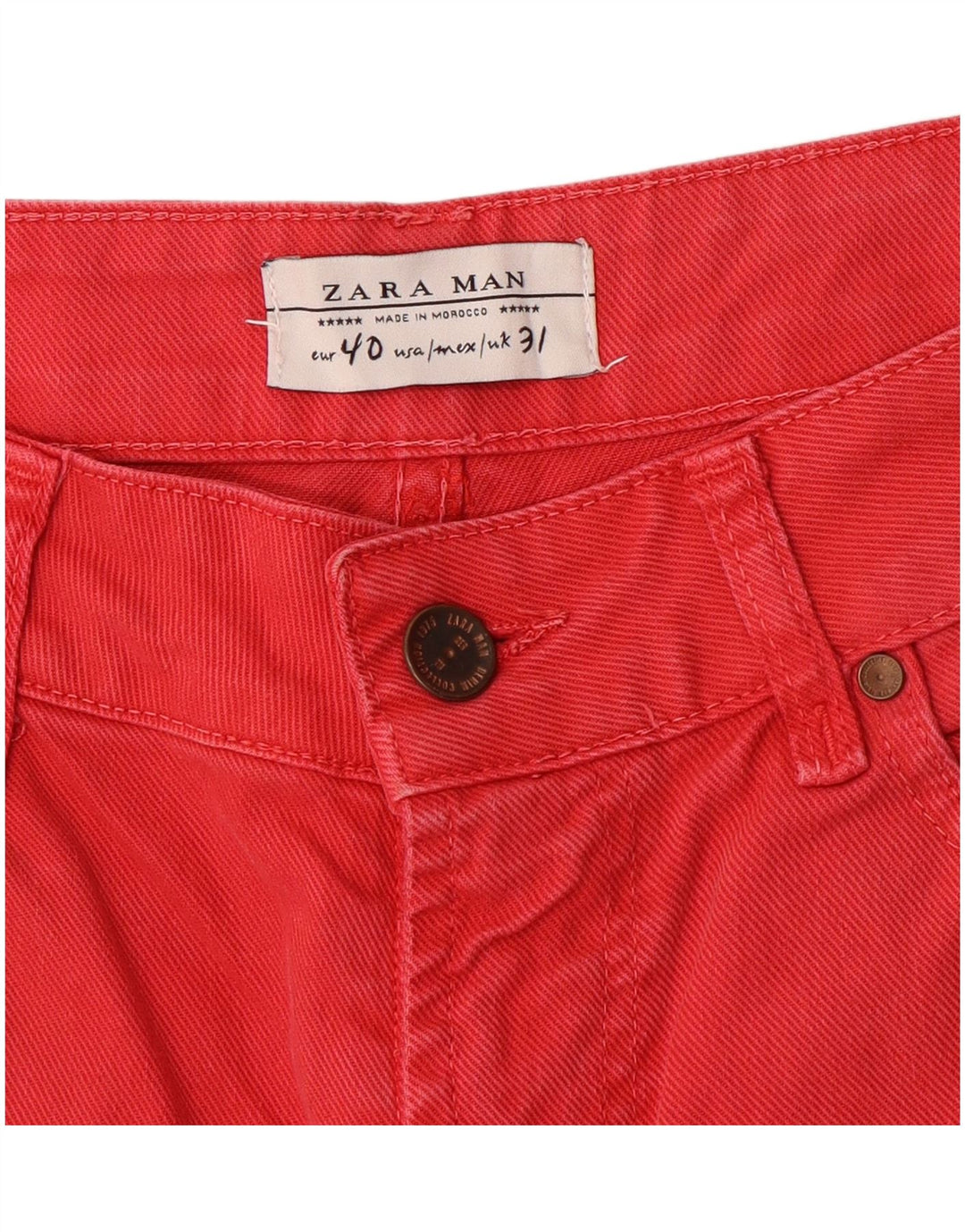 Zara Herre Denim Shorts EU 40 Medium W31 Rød