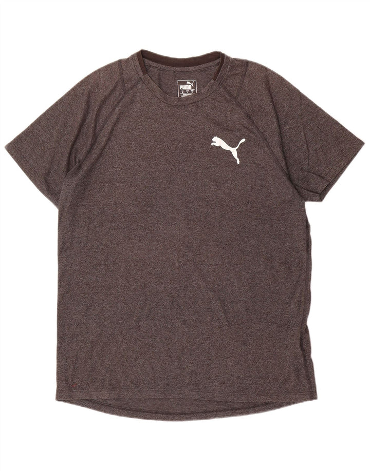 PUMA Herre grafisk T-shirt top mellemgrå flækket bomuld
