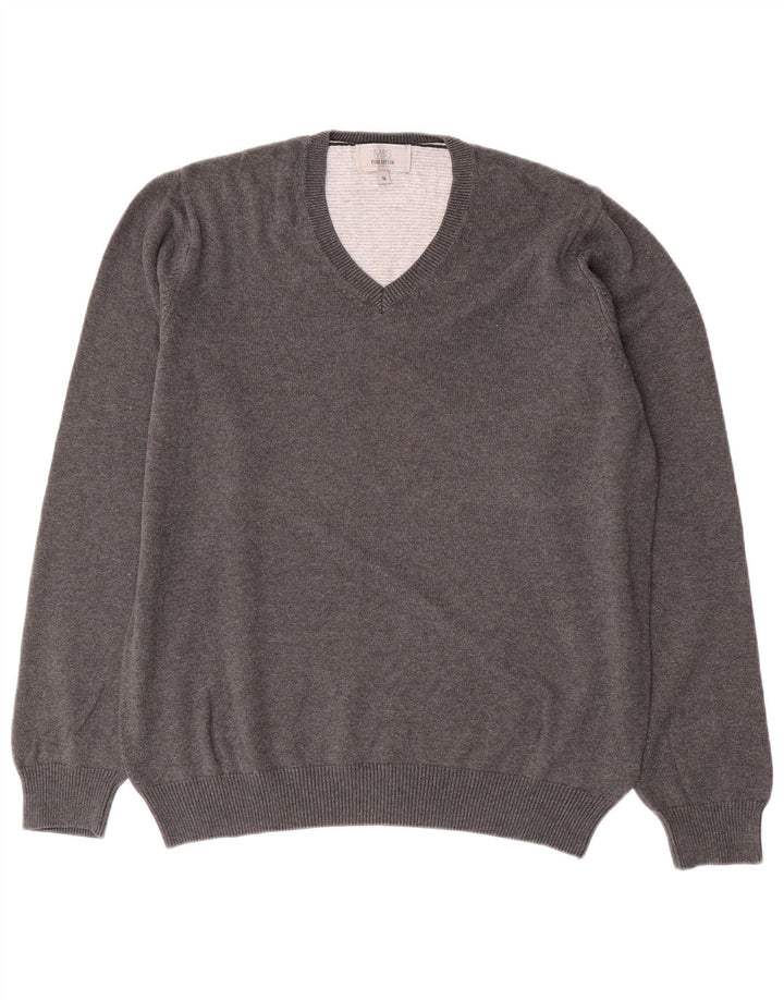Marks & Spencer Herre V-hals sweater mellemgrå bomuld