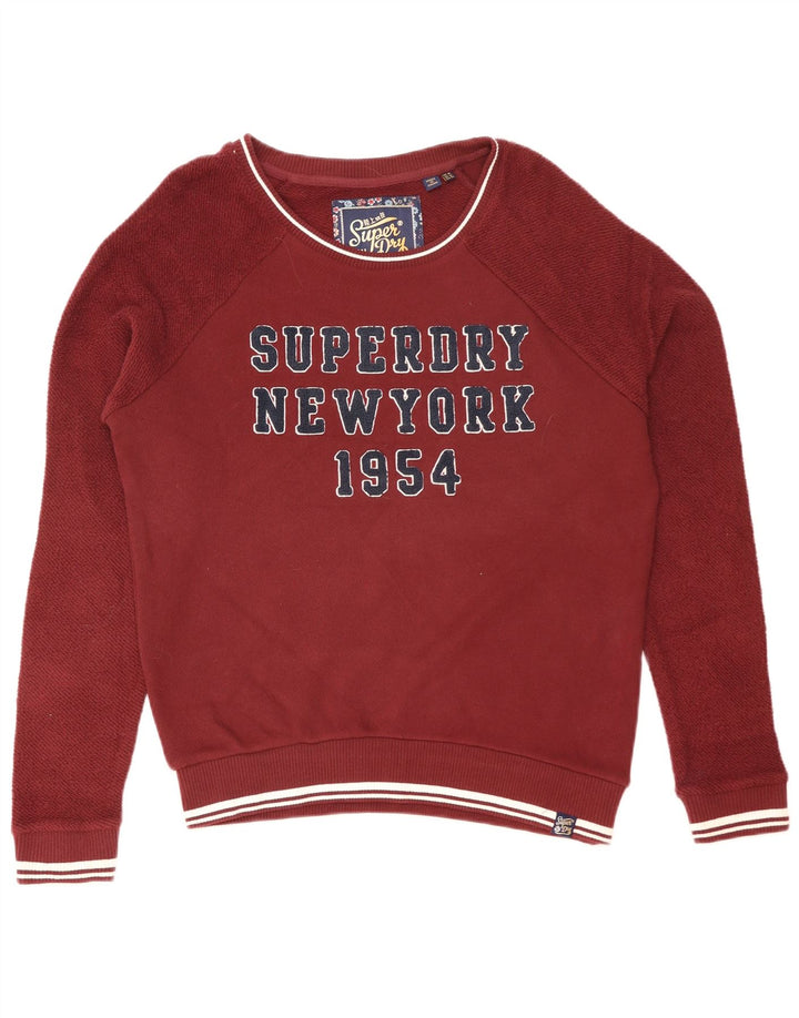 Superdry Womens Grafisk Oversized Sweatshirt Jumper UK 14 Large Maroon