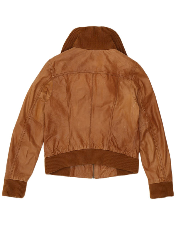 Pimkie Womens Bomber Læderjakke UK 12 Medium Brown