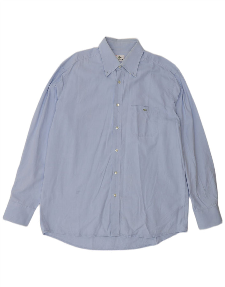 LACOSTE Mens Shirt Size 43 Large Blue Cotton