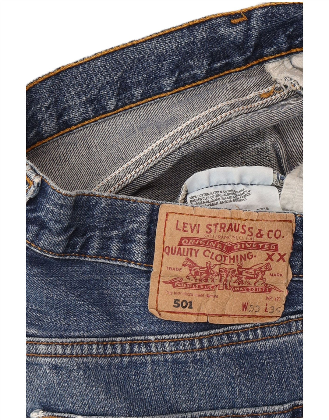 LEVI'S Herre 501 denimshorts W33 Medium Blue Bomuld