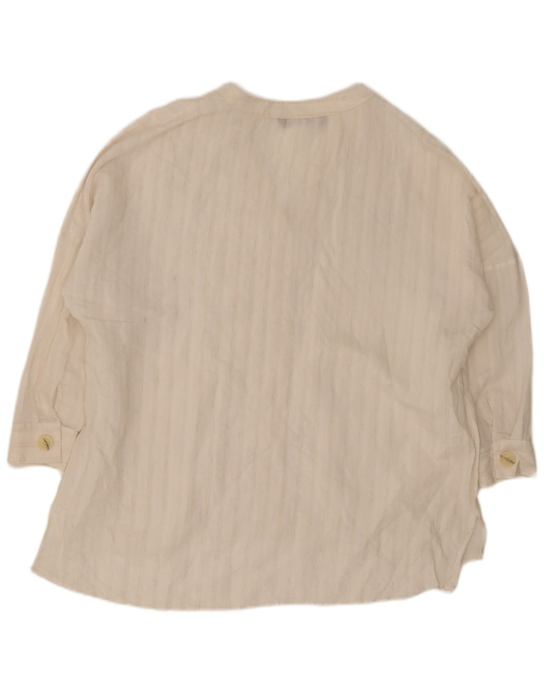 Zara Dame 3/4 ærmet oversize bluse Top UK 16 Stor hvid stribet