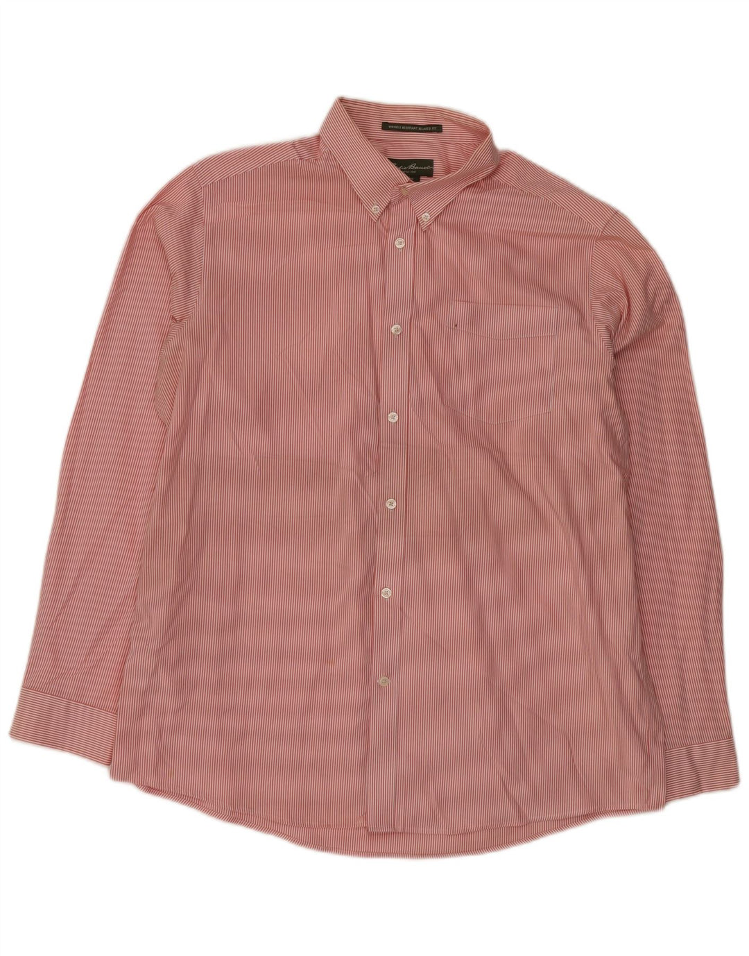 Eddie Bauer Herre Relaxed Fit skjorte XL Pink nålestribet bomuld