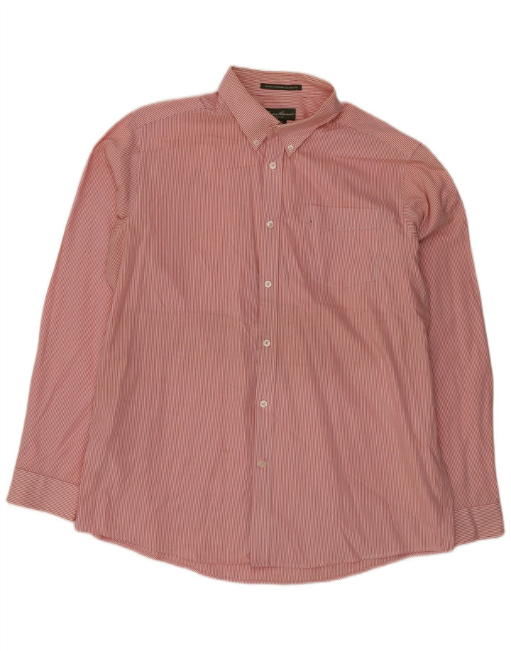 Eddie Bauer Herre Relaxed Fit skjorte XL Pink nålestribet bomuld