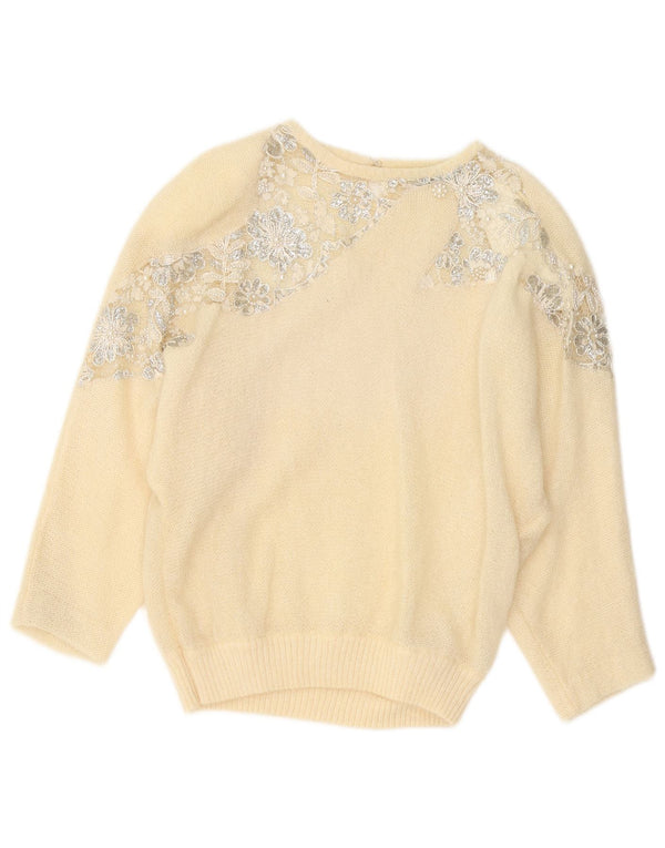 Giorgio Grati Dame Boat Neck Jumper Sweater IT 44 Medium Off White Floral