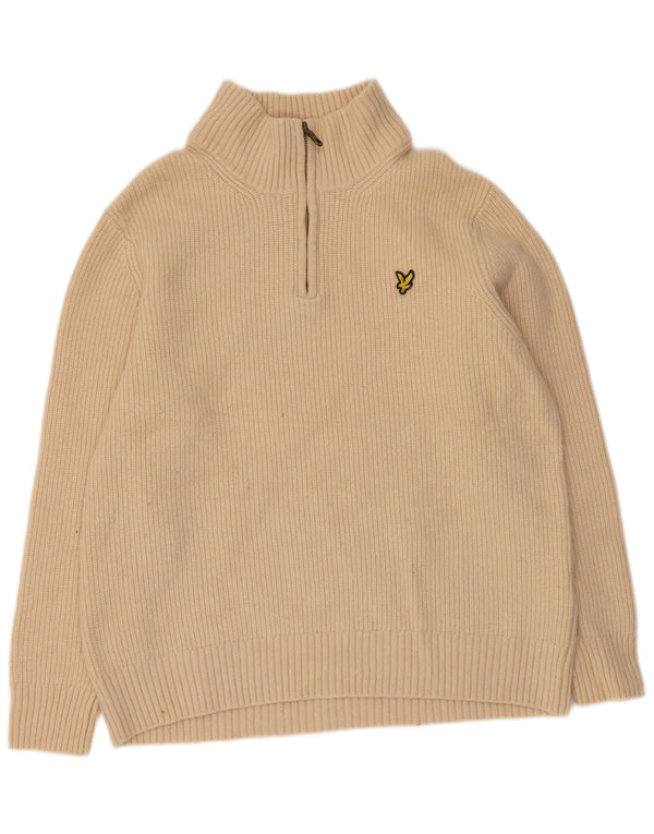 Lyle & Scott Herre sweater med lynlåshals XL Beige