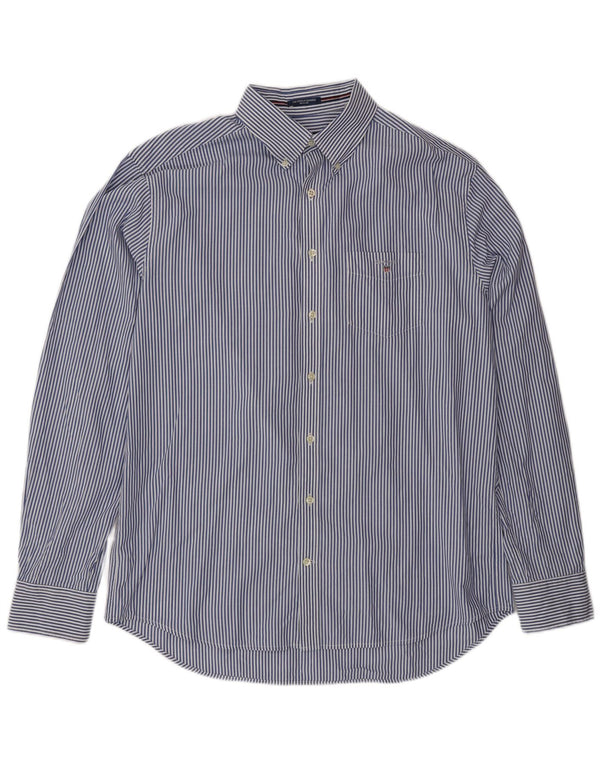 Gant herre Regular Fit skjorte størrelse 41/42 16 1/2 Large Blue Nålestribet Bomuld