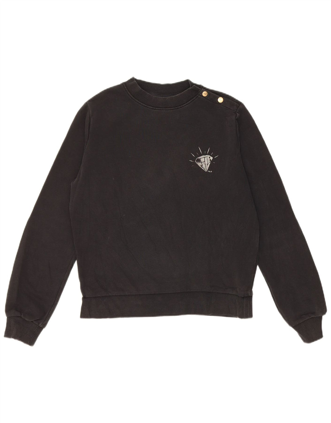 Fila Dame Oversized Sweatshirt Jumper UK 6 XS Sort Bomuld