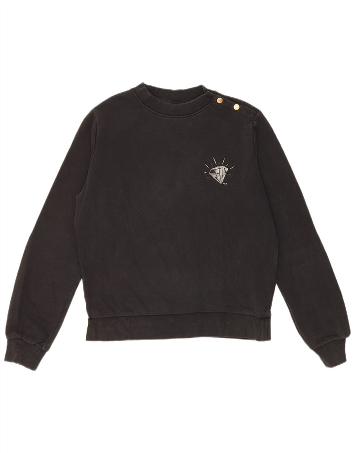 Fila Dame Oversized Sweatshirt Jumper UK 6 XS Sort Bomuld