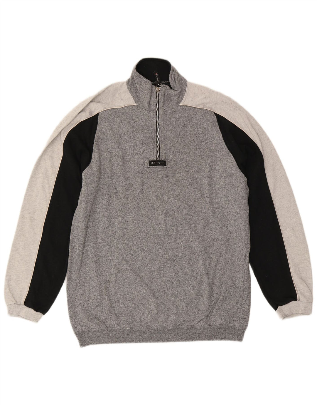 CHAMPION Sweatshirt med lynlås til mænd, stor grå farveblok bomuld