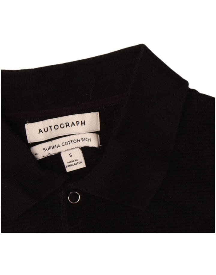 Marks & Spencer Herre Autograph Polo Neck Jumper Sweater Lille sort bomuld